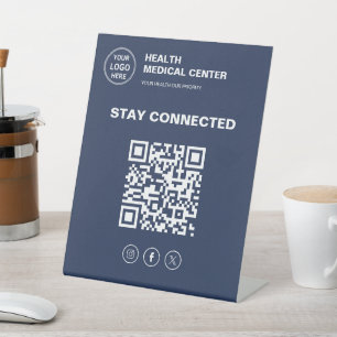 Stay Connected Medical Clinic Healthcare Logo Reclamebord Met Voetstuk