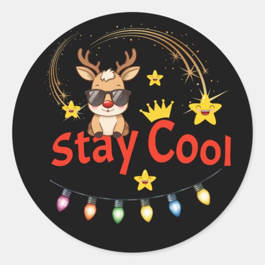 Stay Cool Christmas Reindeer Sticker (Devant)