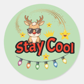 Stay Cool Christmas Reindeer Sticker