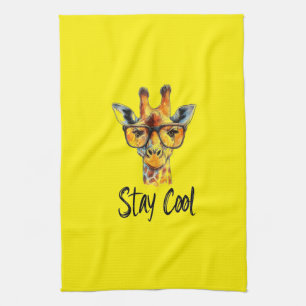 Stay Cool - Giraffe met zonnebril Illustratie Theedoek
