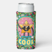 Stay Cool Retro Pop Art Can Cooler (Seltzer Voorkant)