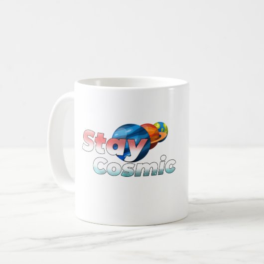 Stay Cosmic Minimal Space Typography Coffee Mug Koffiemok (Voorkant links)