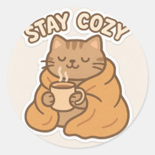 Stay Cozy Cat Sticker - Warm en wazig ontwerp