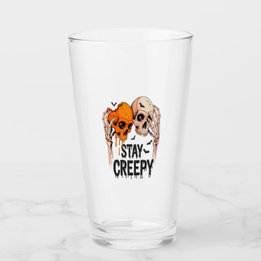 Stay Creepy PNG, Retro Skull Halloween Glas (Voorkant)