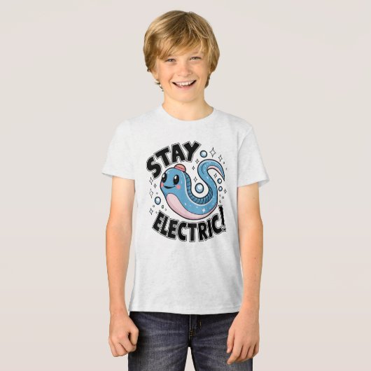 Stay Electric Schattige Eel Design Tri-Blend Shirt (Voorkant volledig)