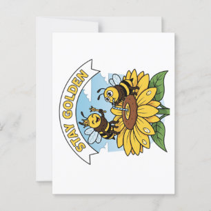 Stay Golden – Bee and Flower Illustration Briefkaart