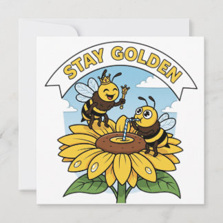 Stay Golden – Bee and Flower Illustration Kaart