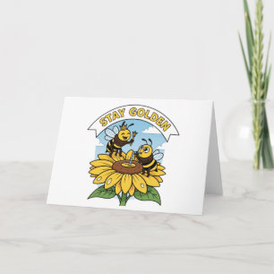 Stay Golden – Bee and Flower Illustration Kaart