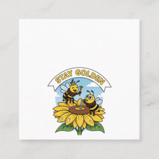 Stay Golden – Bee and Flower Illustration Vierkante Visitekaartje