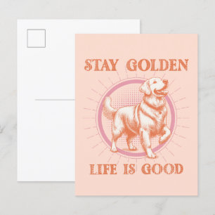 Stay Golden Life is een goede Golden Retriever Briefkaart