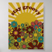 Stay Groovy Retro Garden jaren 60 70s Sunshine Poster (Voorkant)