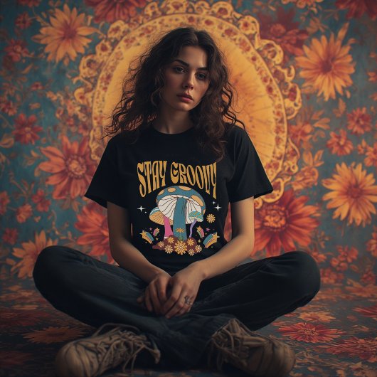Stay Groovy Retro Mushroom Aesthetic | 70s retro T-shirt