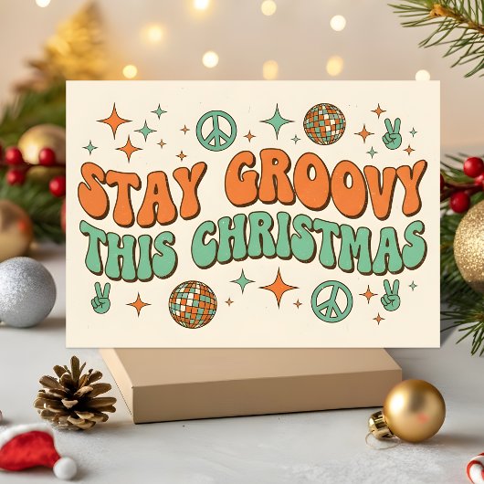 Stay Groovy This Christmas Feestdagen Kaart