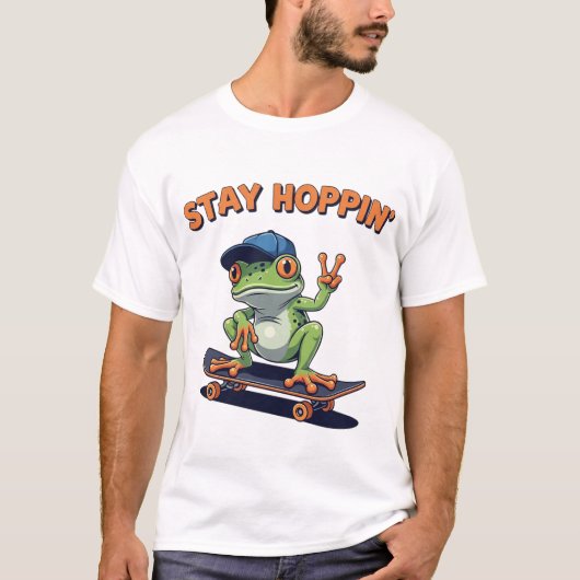 Stay Hoppin' Cool Skater Frog Design T-shirt (Voorkant)