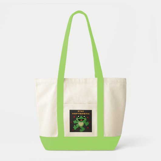 Stay Hoptimistic Cute Frog Pun Funny Frog Lover Gi Tote Bag (Voorkant)