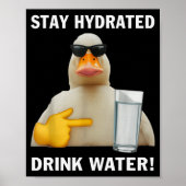 Stay Hydrated Drink Water Funny Meme Duck Poster (Voorkant)