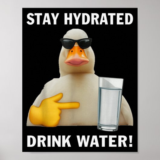 Stay Hydrated Drink Water Funny Meme Duck Poster (Voorkant)