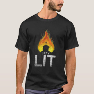 Stay Lit Occult Burning Church Satanic Witchcraft  T-shirt