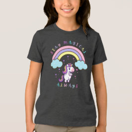 Stay Magical – Cute Unicorn & Rainbow Design Tri-Blend Shirt