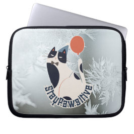 Stay Pawsitive Cat Illustration 10 Inch Laptop Tab Laptop Sleeve