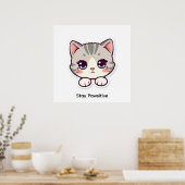 Stay Pawsitive | Cute Kawaii Cat Nursery Poster (Cuisine)