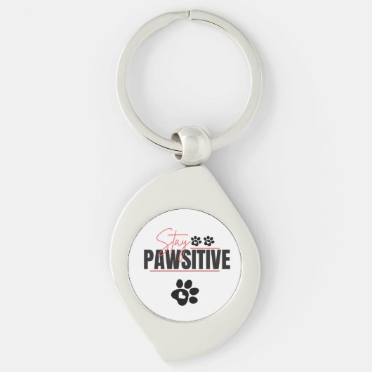 Stay Pawsitive – Cute Motivational Dog Lover Desig Sleutelhanger (Voorkant)
