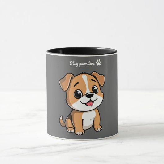Stay Pawsitive Cute Puppy Dog Coffee Mug (Centre)