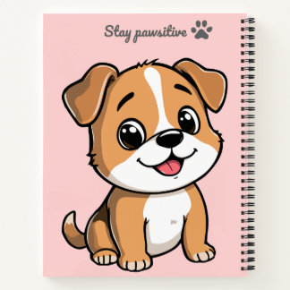 Stay Pawsitive Cute Puppy Notebook – Pastel Pink  Notitieboek