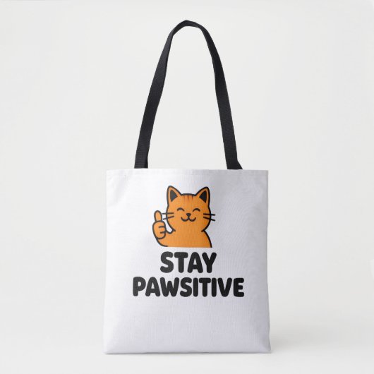 stay pawsitive Ginger cat Tote bag (Devant)