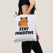 stay pawsitive Ginger cat Tote bag (De près)