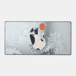 Stay Pawsitive Modern Cat Art Large Desktop Desk M Bureaumat