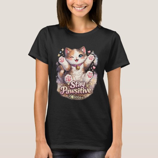 Stay Pawsitive  T-shirt (Voorkant)