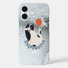 Stay Pawsitive Tuxedo Cat Illustration   iPhone 16 Hoesje