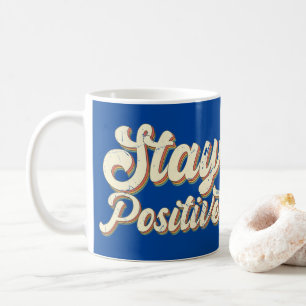 STAY POSITIVE grappige 70's typografie retro desig Koffiemok