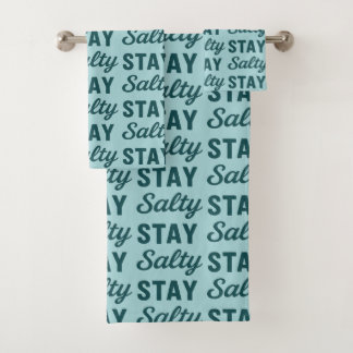 Stay Salty - Coastal Teal Sea Glass Blue Graphic Bad Handdoek