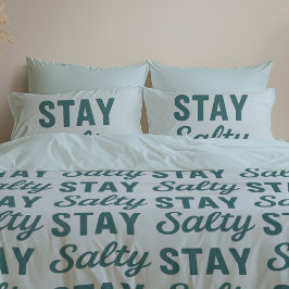 Stay Salty | Reversible Coastal Teal Blue Graphic Kussensloop