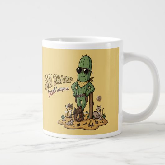 Stay Sharp Desert Legend Cowboy Cactus Illustratio Extra Grote Beker (Rechts)
