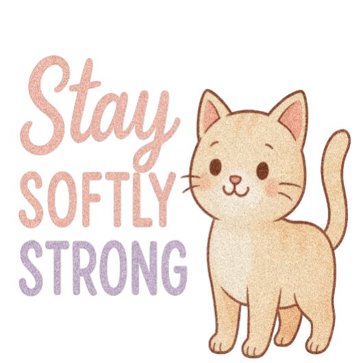 Stay Softly Strong Pastel Cat T-Shirt for Girls