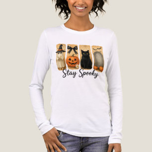 "Stay Spooky" Halloween Brush Stroke Cat Vrouwen Tri-Blend Shirt