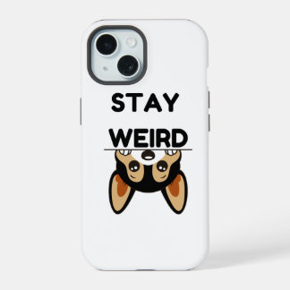 Stay Weird Funny Boston Terrier Cartoon Dog  iPhone 15 Hoesje