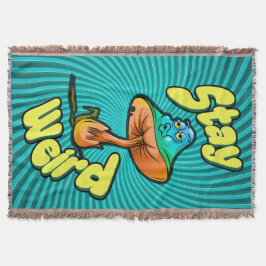 Stay Weird Psychedelic Mushroom with Spiral  Bkg Deken
