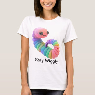 Stay Wiggly – Rainbow Worm Schattige T-shirt voor