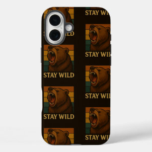 Stay Wild Animal Graphic voor Natuur Lover iPhone 16 Plus Hoesje