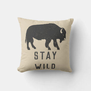 Stay Wild Buffalo Typografie Kussen