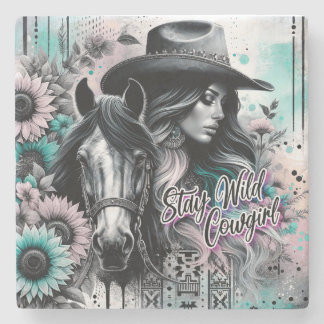 Stay wild cowgirl western stenen onderzetter
