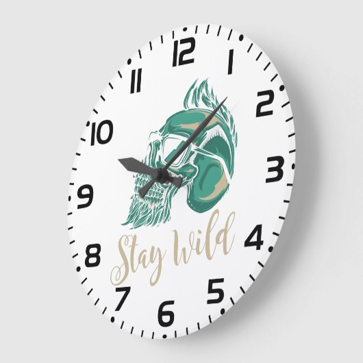 Stay Wild Modern Bearded Skull Grote Klok (Hoek)
