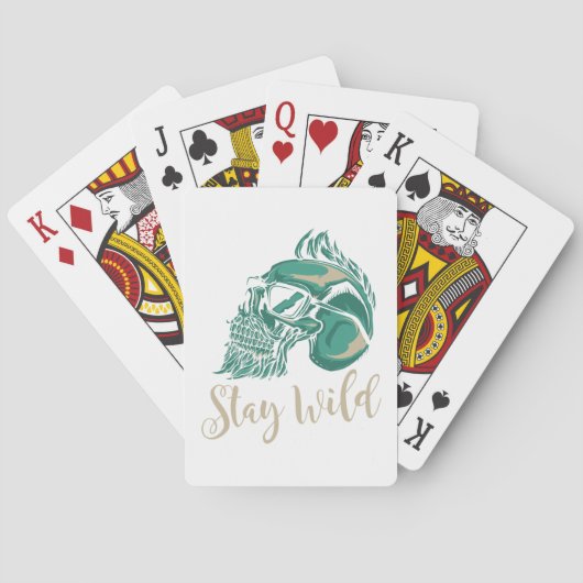 Stay Wild Modern Bearded Skull Pokerkaarten (Achterkant)