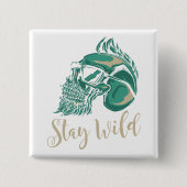Stay Wild Modern Bearded Skull Vierkante Button 5,1 Cm (Voorkant)