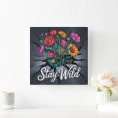 Stay Wild Vierkante Klok (Huis)
