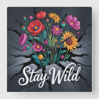 Stay Wild Vierkante Klok